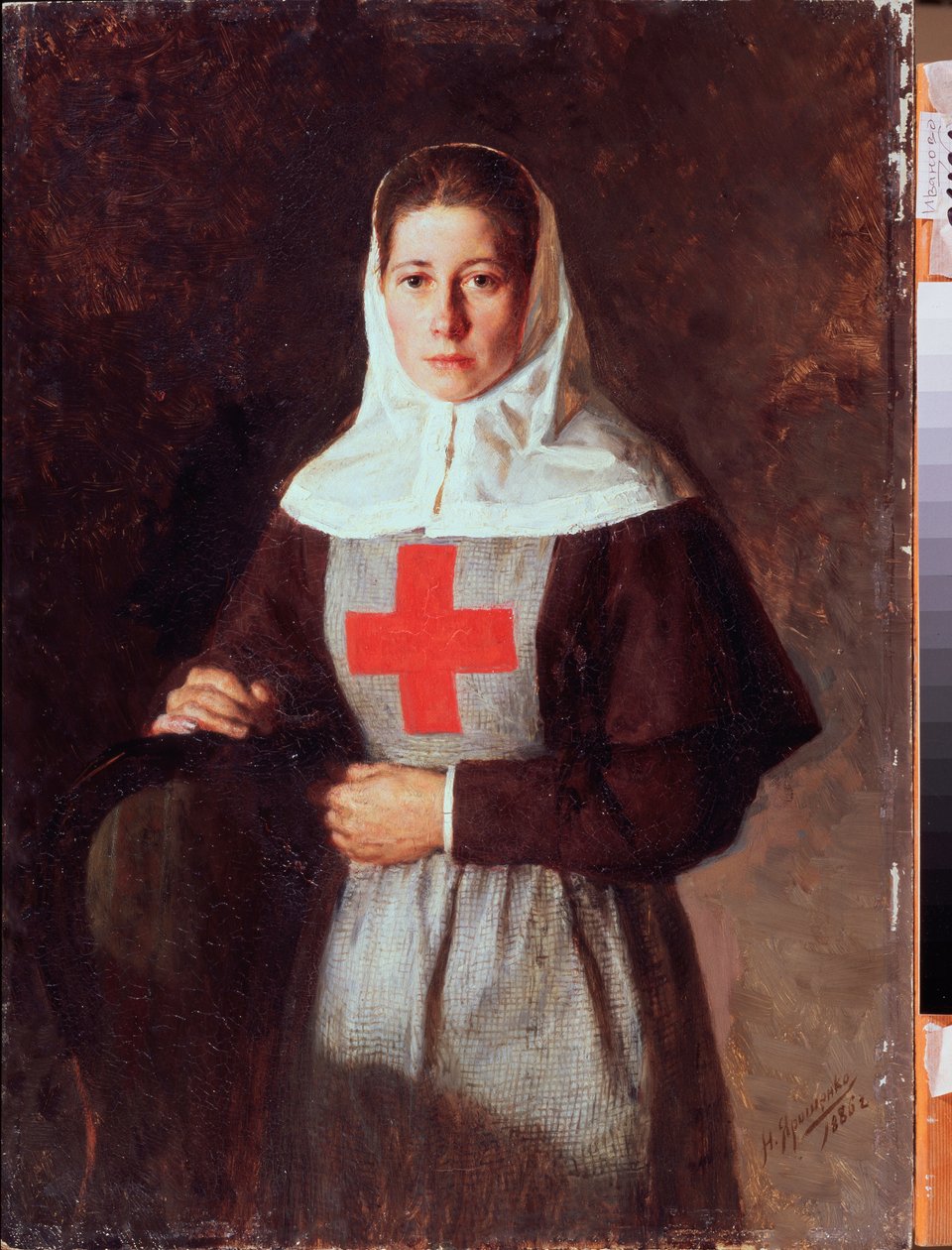 Une infirmiere (Sairaanhoitaja) - Nikolai Aleksandrovitš Jarošenko (Jarošenko) maalaus (1846-1898), öljy pahville tekijältä Nikolai Aleksandrovich Yaroshenko