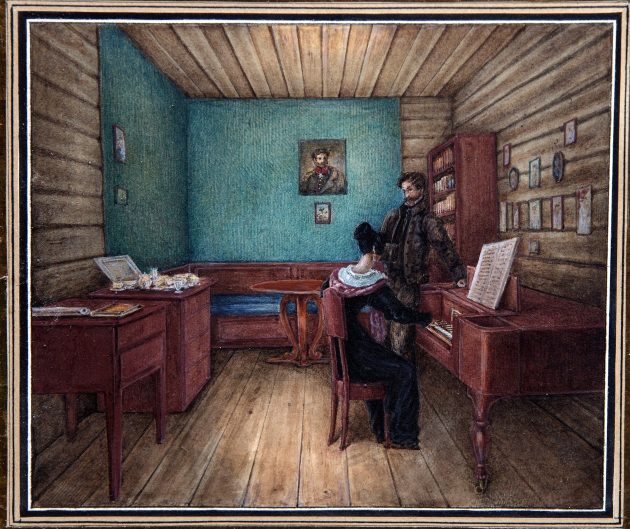 Kreivi Serge Volkonski (1788-1865) ja hänen vaimonsa (Maria Volkonskaia,?) Pietari-Paavalin linnakkeessa (Pietari). (Kreivi S. Volkonsky vaimonsa kanssa Pietarin vankilassa). Dekabristin (decembrist) kapinan johtaja (1825), sen jälkeen tekijältä Nikolai Alexandrovich Bestuzhev