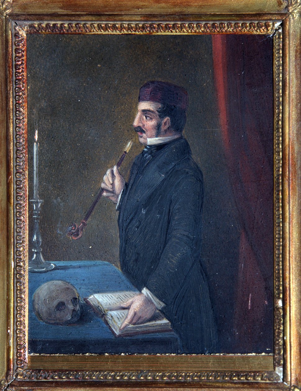 Ferdinand Wolfin (1797-1854) muotokuva. (Dekabristin tai Dekabristin kapinan jäsen vuonna 1825). Nikolai Aleksandrovitš Bestuzhevin (1791-1855) teos, akvarelli paperille, noin 1830-1840. venäläistä taidetta tekijältä Nikolai Alexandrovich Bestuzhev