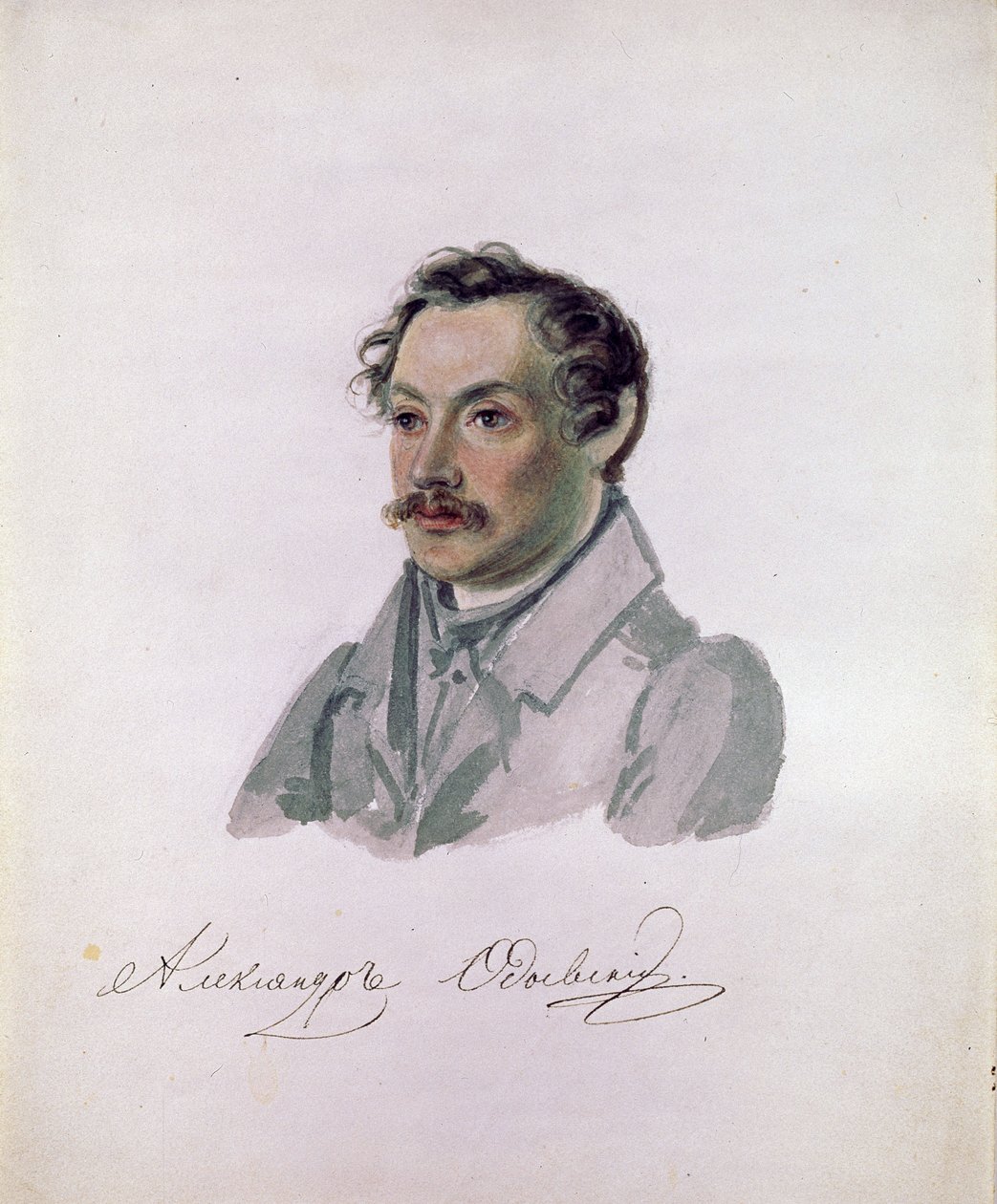 Portrait du poete et decabriste kreivi Aleksanteri I.Odoevsky (1802-1839) (decabrisme) (runoilijan, joulukuun kreivi Aleksanteri I. Odojevskin muotokuva). Nikolai Aleksandrovitš Bestuzhevin kuva (1791-1855). Aquarelle sur paperier, 22,2 x 17,8 cm tekijältä Nikolai Alexandrovich Bestuzhev