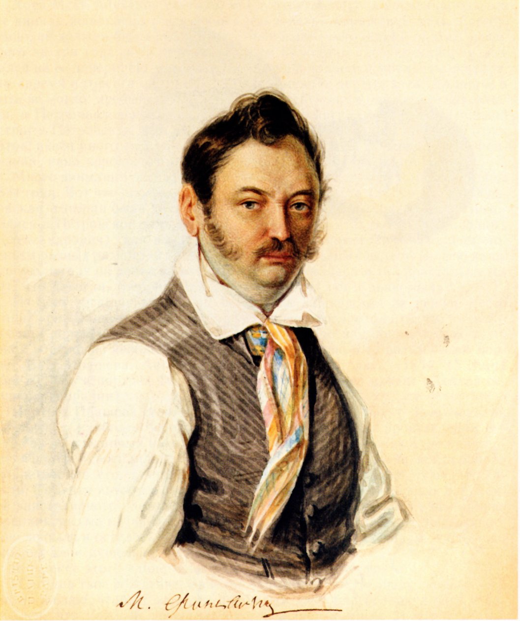 Dekabristin Fonvizinin muotokuva Michail A. Fonvizin 1787-1854, 1834 tekijältä Nikolai Alexandrovich Bestuzhev