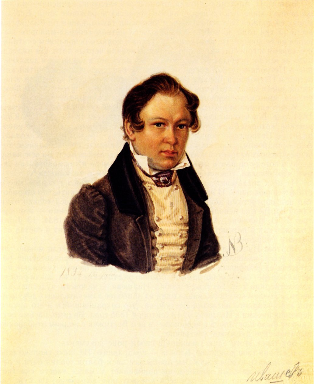 Dekabristin Vasili Ivashevin muotokuva 1797-1841, 1834 tekijältä Nikolai Alexandrovich Bestuzhev