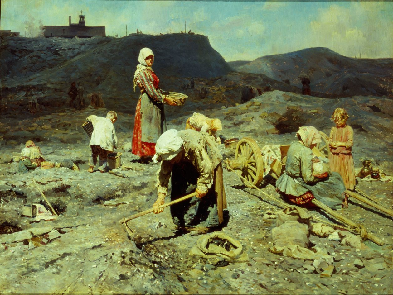 Köyhät keräävät hiilenpalasia, 1894. tekijältä Nikolai Alexeyevich Kasatkin
