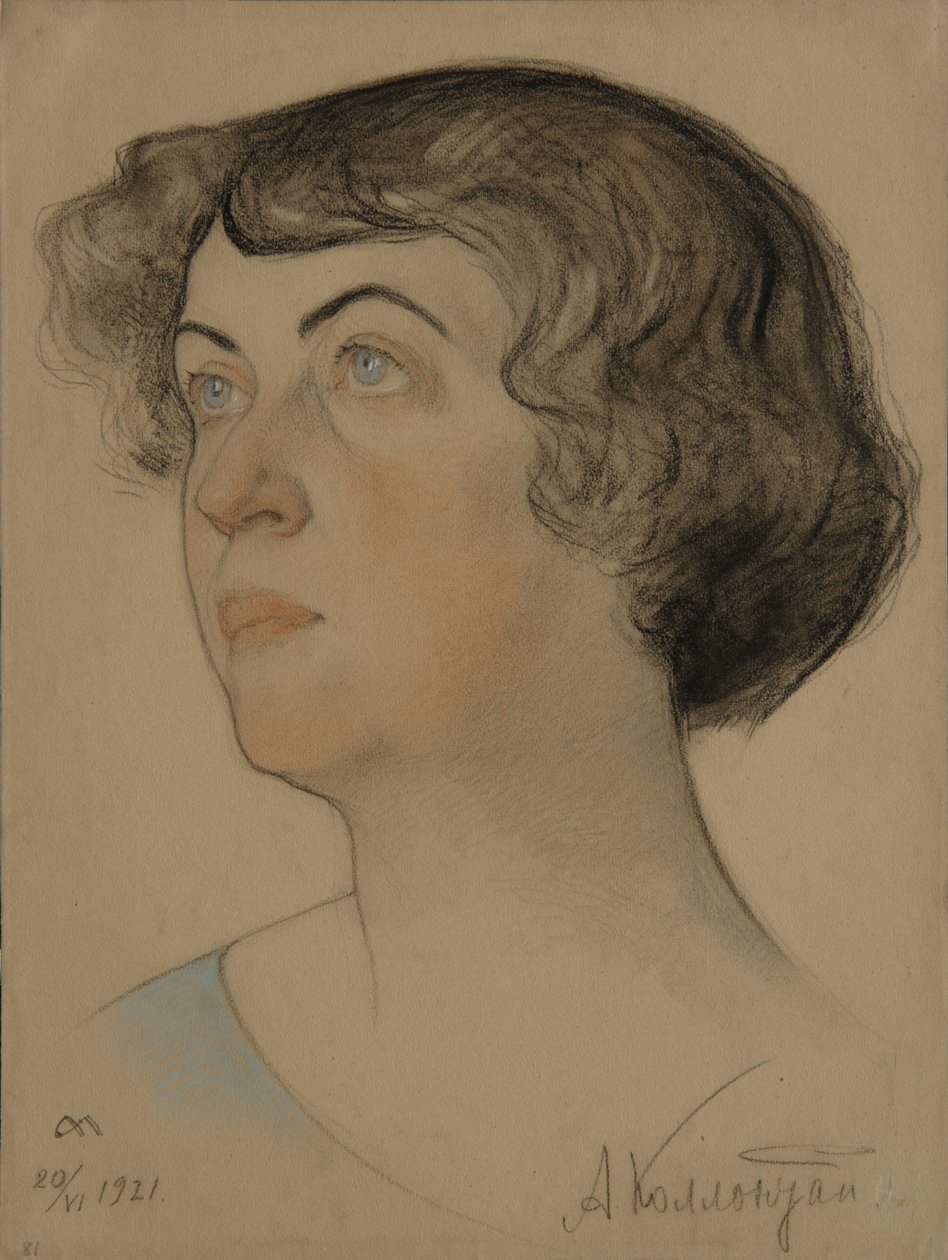 Alexandra Mikhailovna Kolontain muotokuva 1872-1952, 1921 tekijältä Nikolai Andreevich Andreev