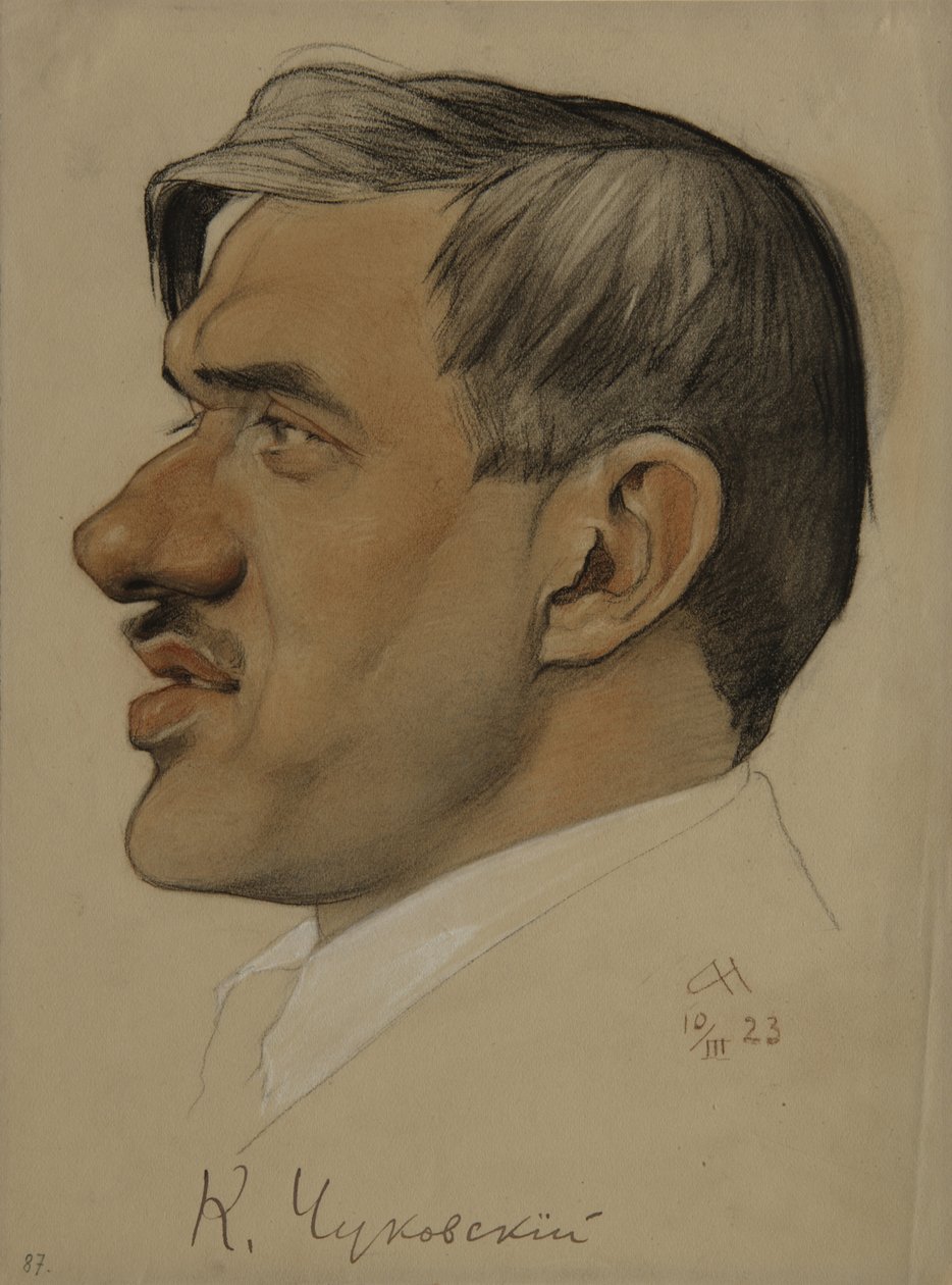 Muotokuva kirjailijasta Korney I. Chukovsky 1882-1969, 1923 tekijältä Nikolai Andreevich Andreev