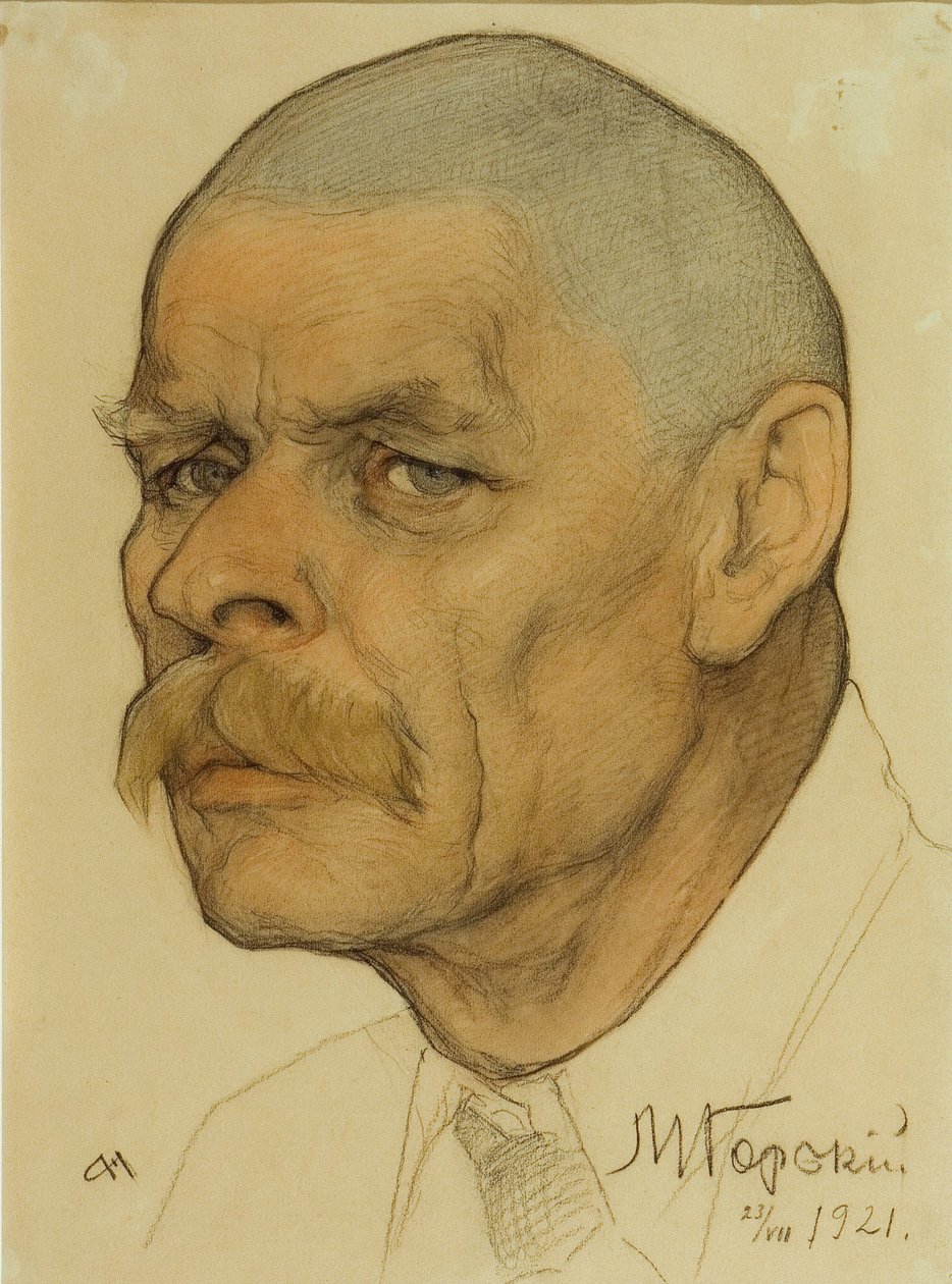 Kirjailija Maksim Gorkin muotokuva 1868-1939, 1921 tekijältä Nikolai Andreevich Andreev