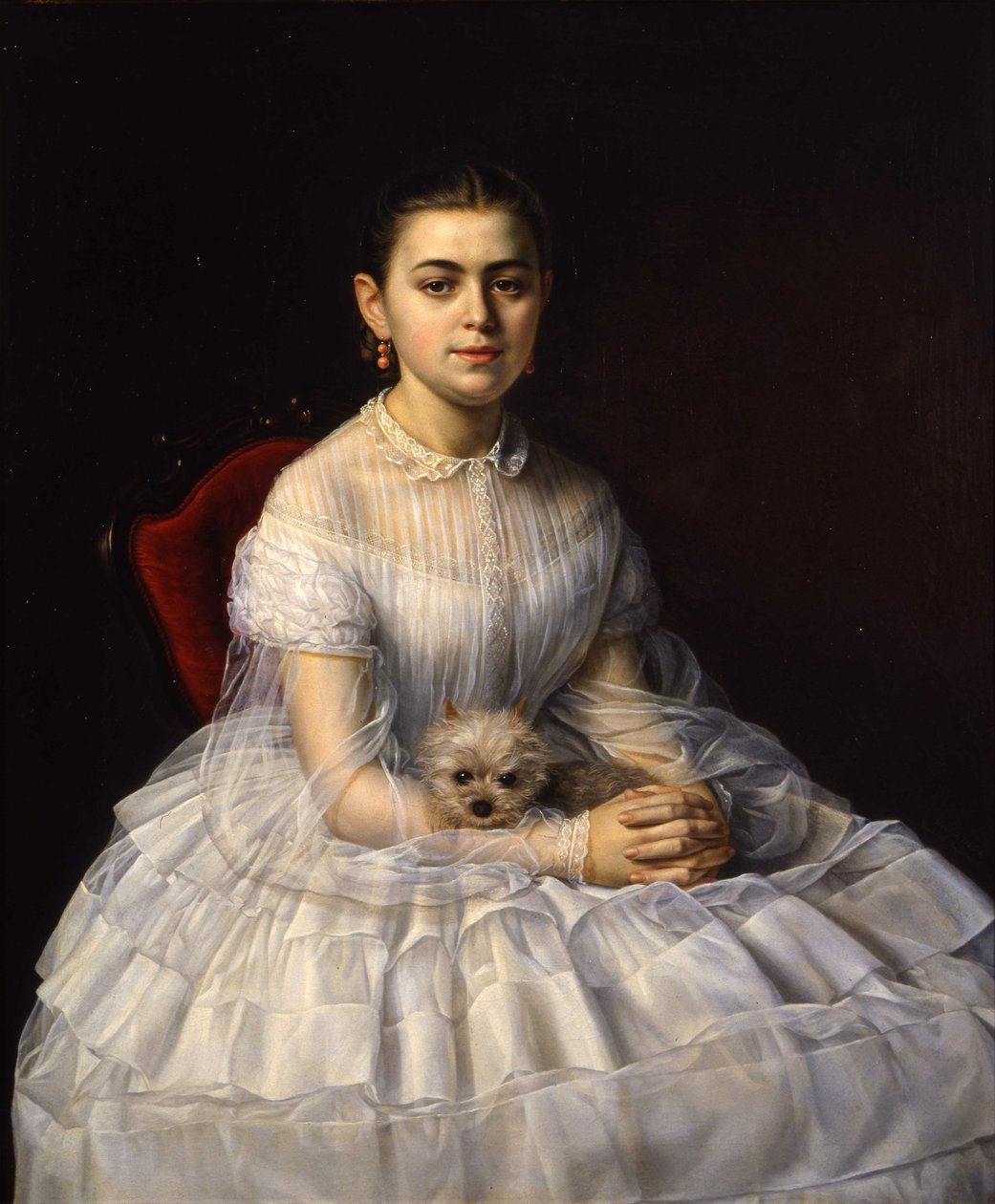 Muotokuva Varvara Aleksandrovna Morozovasta, os. Khludova 1848-1917, 1865. tekijältä Nikolai Andreyanovich Zavaruev