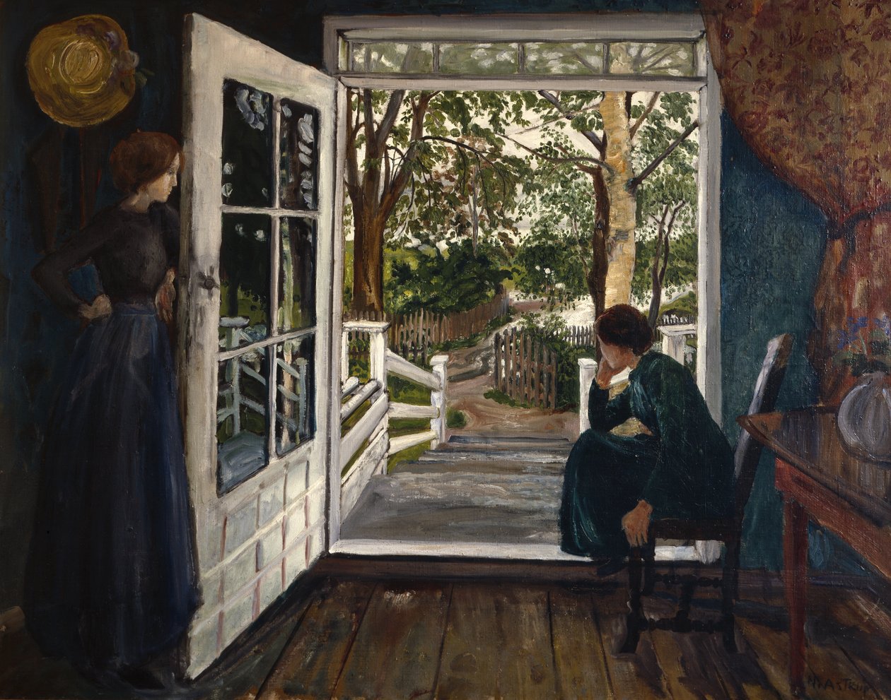Puutarhahuoneen ovella (öljy kankaalle) tekijältä Nikolai Astrup