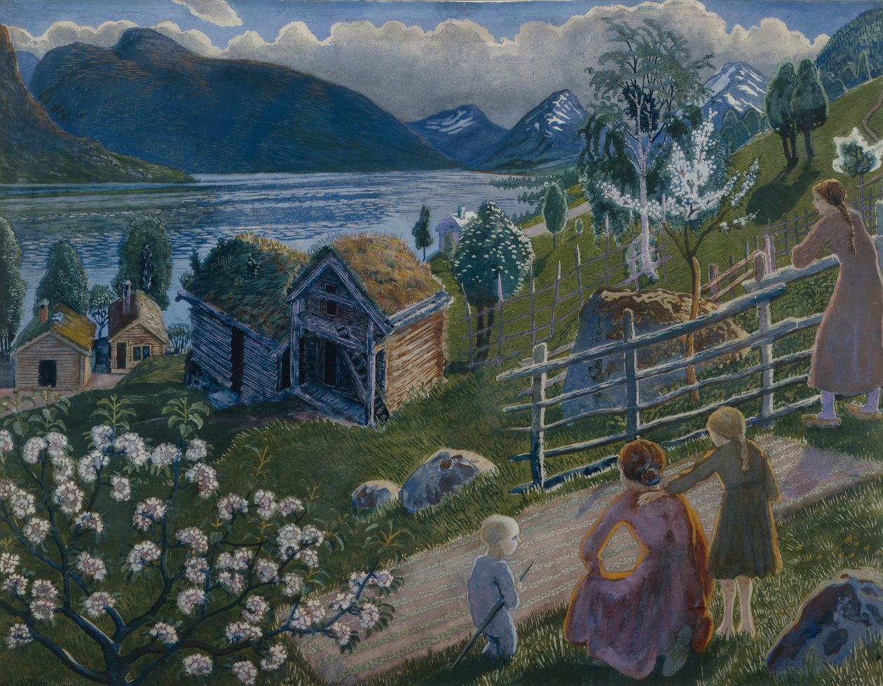 Harmaa sää Sandalstrandissa (öljy kankaalle) tekijältä Nikolai Astrup