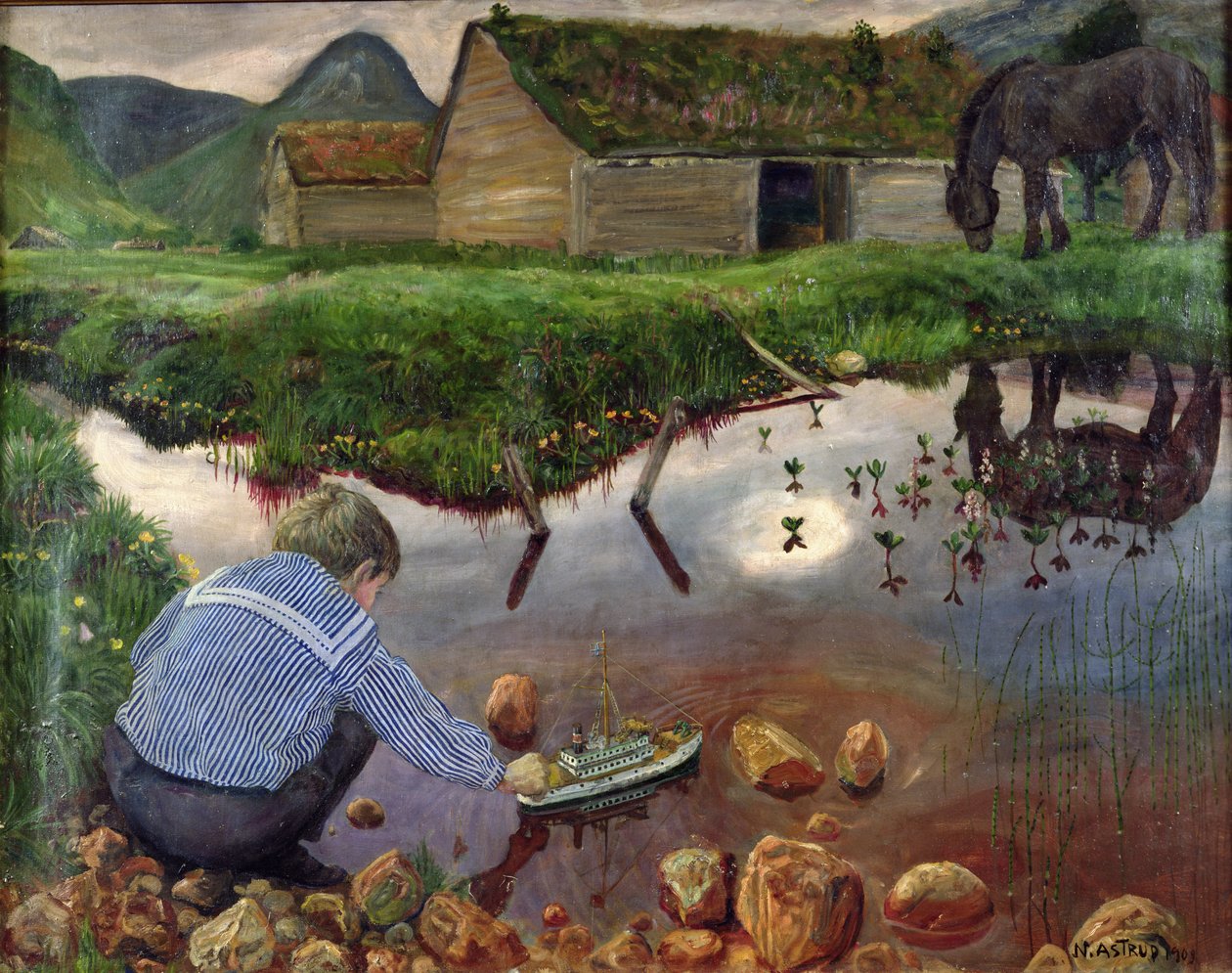 Kevätilta pappilan lammella tekijältä Nikolai Astrup
