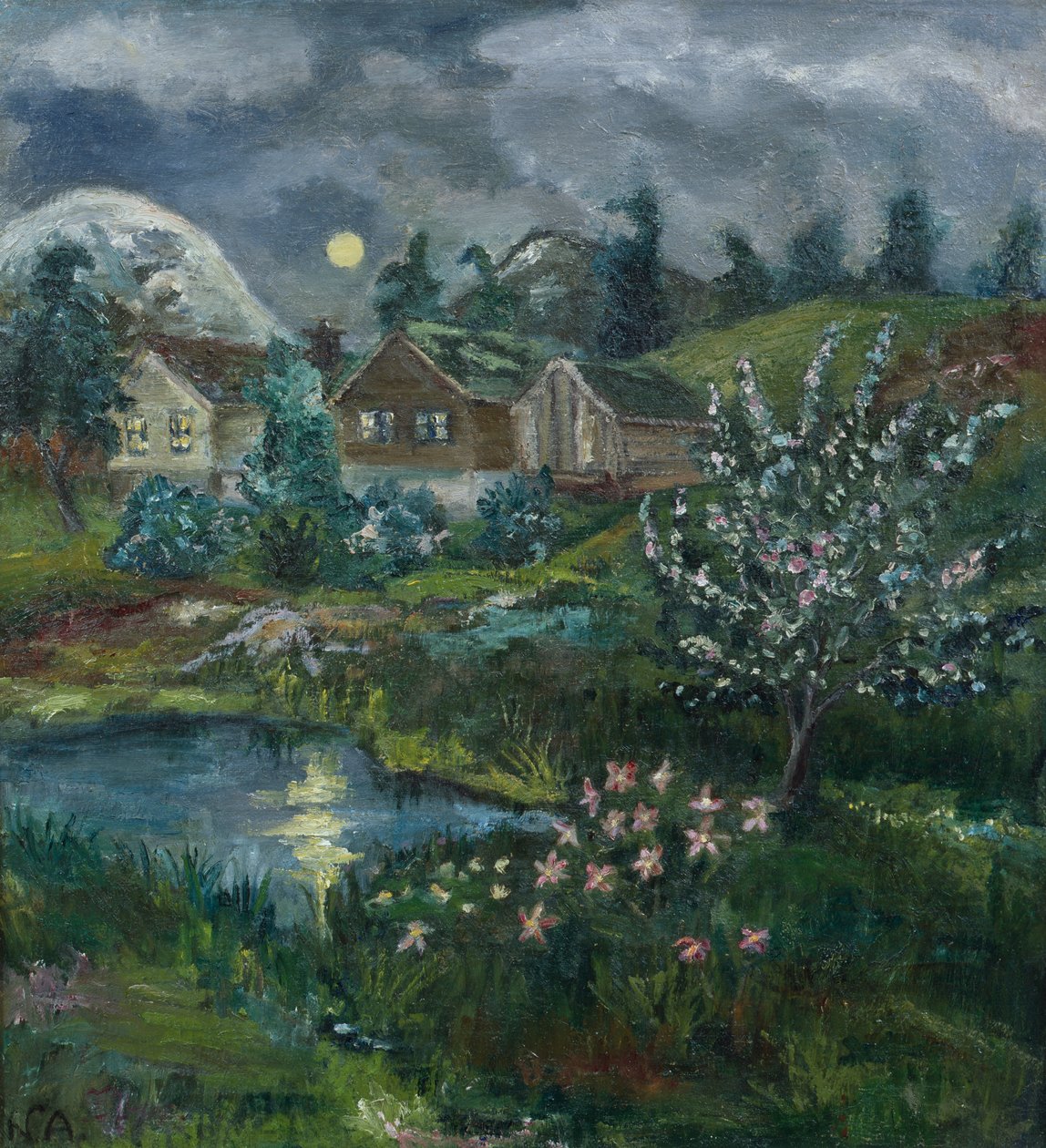 Kevätyö täysikuun kanssa (öljy kankaalle) tekijältä Nikolai Astrup