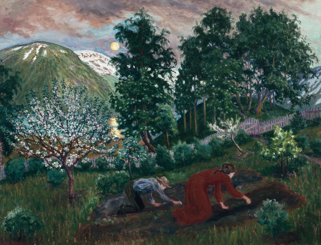 Kevätyö puutarhassa, c. 1908 tekijältä Nikolai Astrup