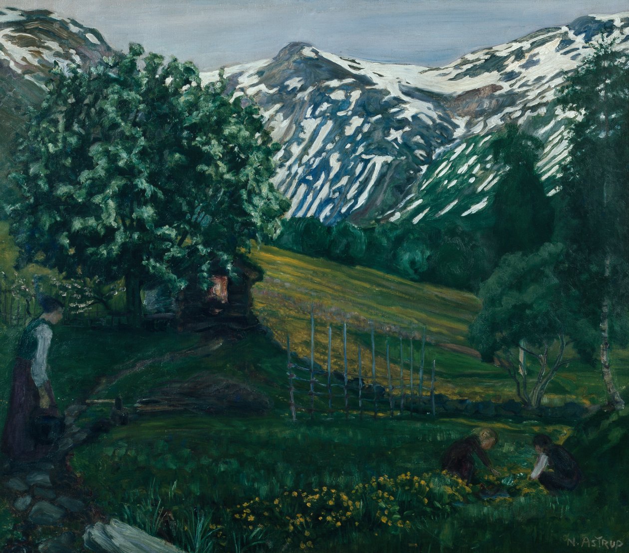 Kevätyö smieheggen, n. 1918 tekijältä Nikolai Astrup