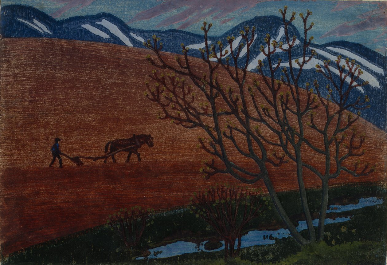 Plowman (öljy kankaalle) tekijältä Nikolai Astrup
