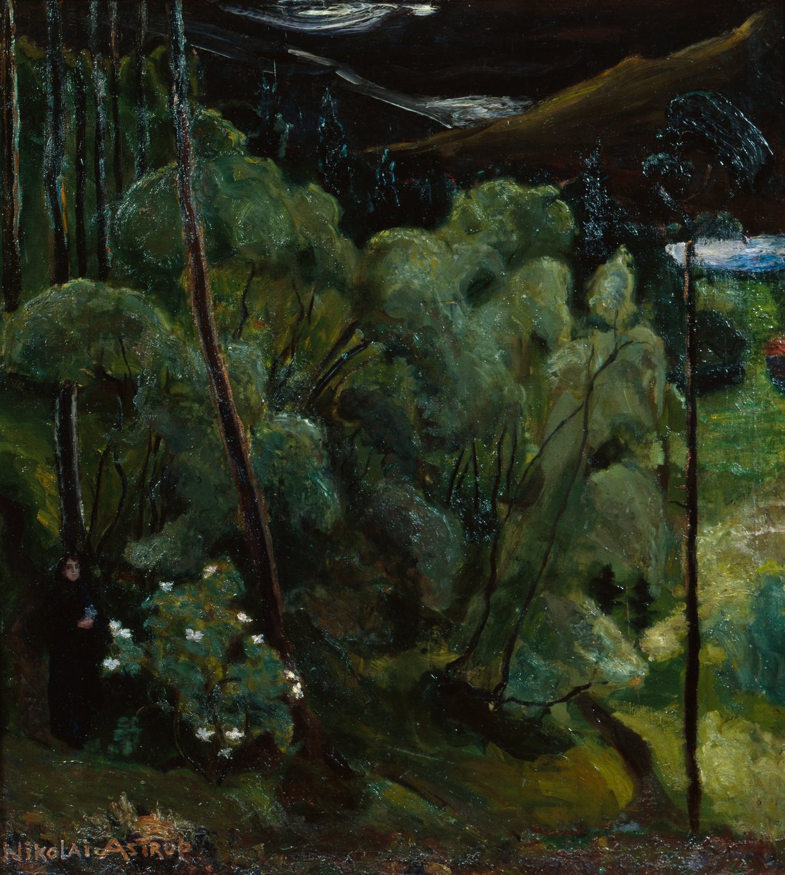 Nainen metsässä tekijältä Nikolai Astrup