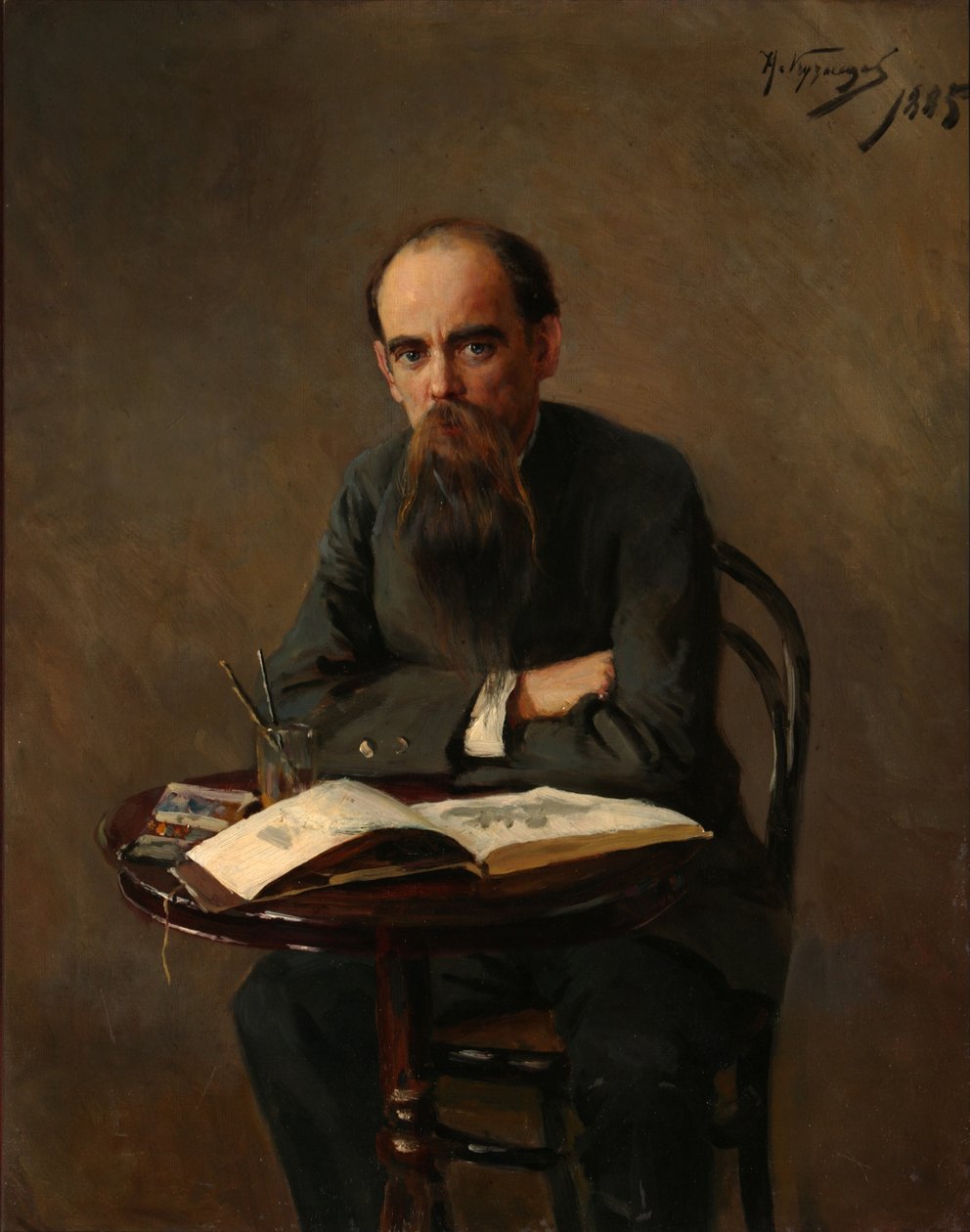 Taidemaalari Jefim Jefimovitš Volkovin muotokuva 1844-1920, 1885 tekijältä Nikolai Dmitrievich Kuznetsov