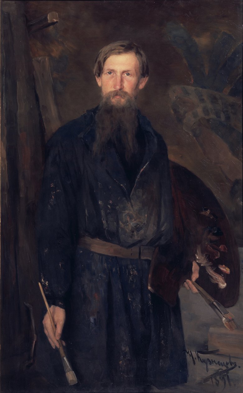 Taiteilija Viktor Vasnetsovin muotokuva 1848-1926, 1891 tekijältä Nikolai Dmitrievich Kuznetsov