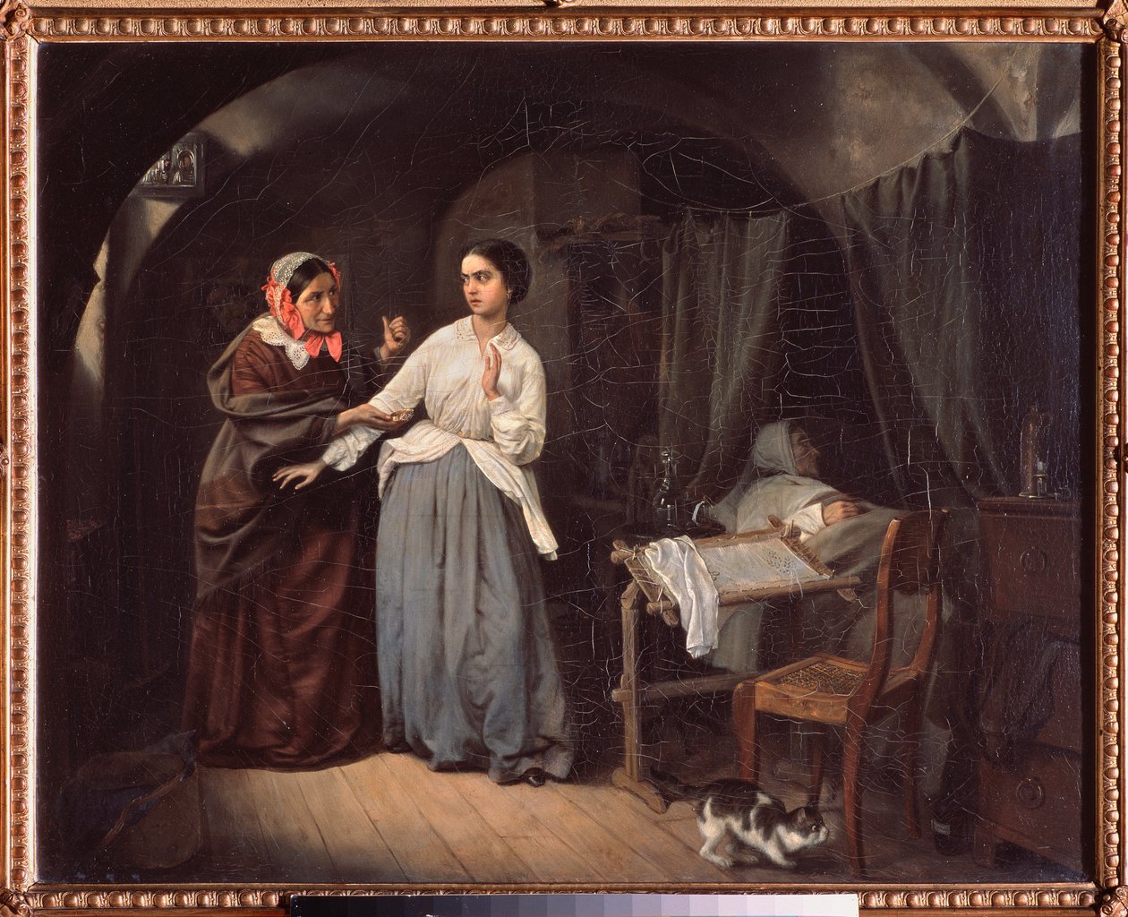 Seduction, Procures - Nikolai Gustavovich Schilderin (1828-1898) maalaus, öljy kankaalle tekijältä Nikolai Gustavovich Schilder