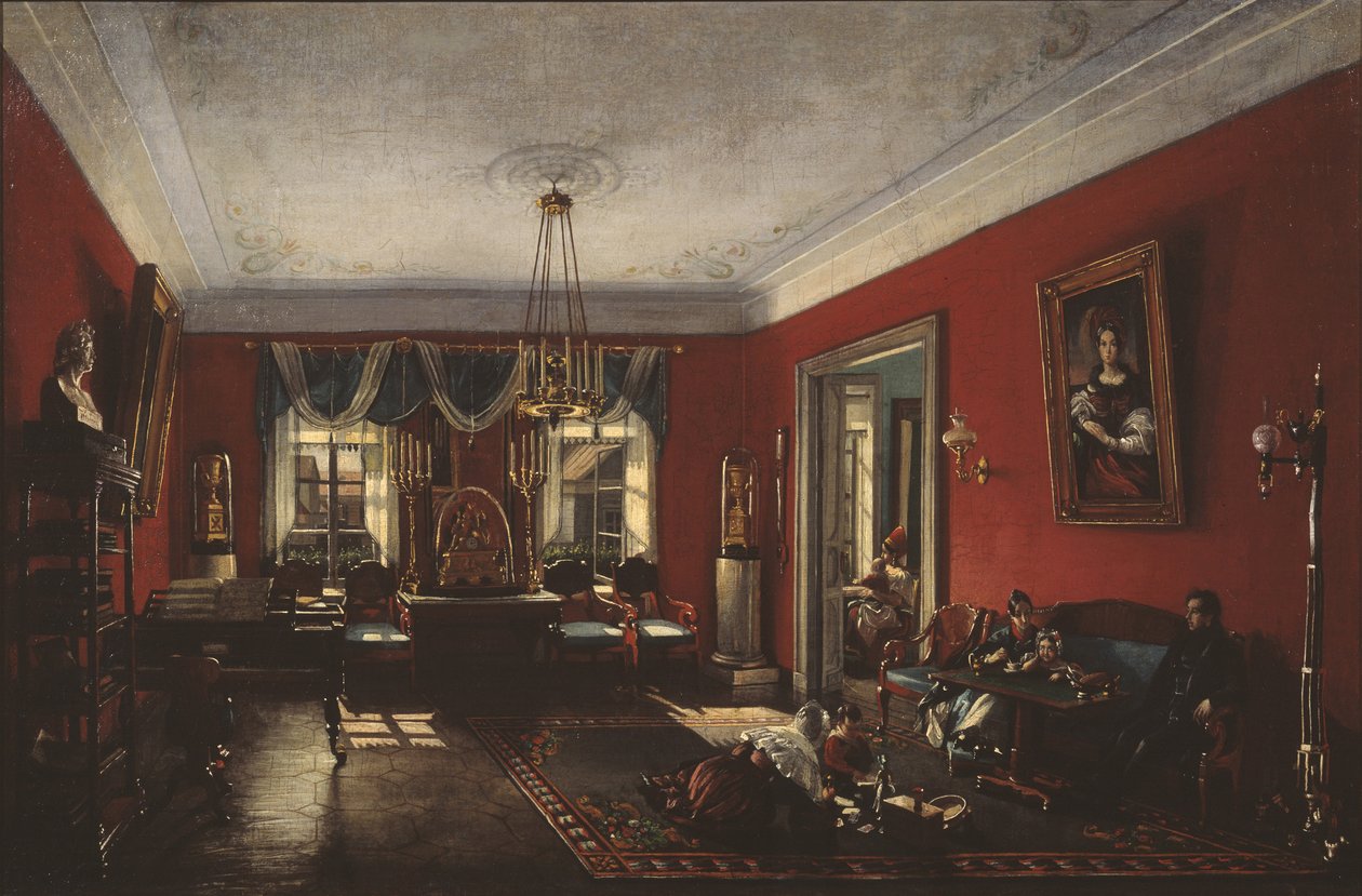 Sali Nashchokinin talossa Moskovassa, 1840-luvun alku tekijältä Nikolai Ivanovich Podklyuchnikov