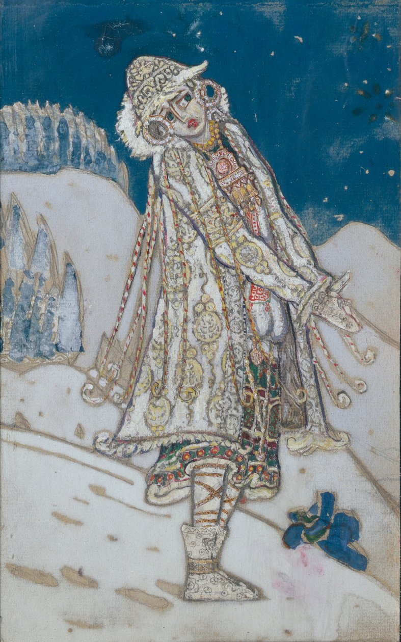 Pukusuunnittelu A. Ostrovskin teatterinäytelmään Snow Maiden, 1912 tekijältä Nikolai Konstantinowitsch Roerich