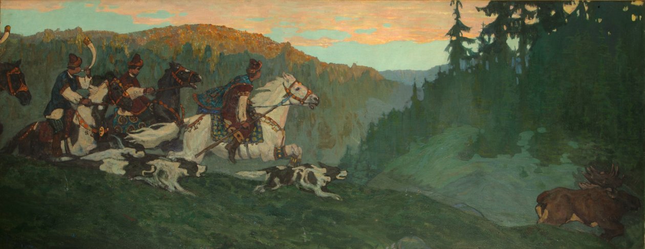 Grand Prinssin aamumetsästys, 1901 tekijältä Nikolai Konstantinowitsch Roerich