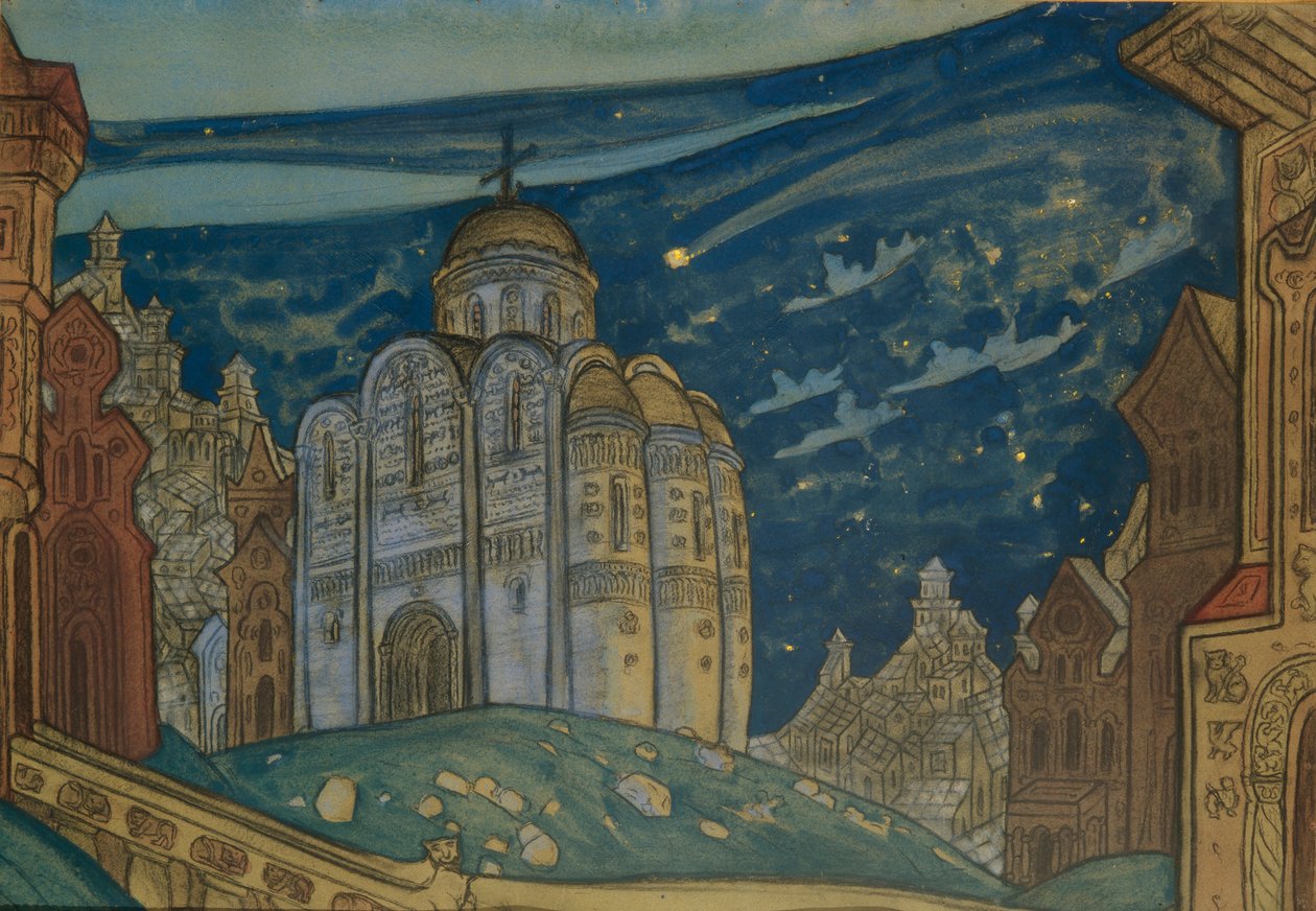Putivl. Lavastus A. Borodinin oopperaan Prinssi Igor, 1914 tekijältä Nikolai Konstantinowitsch Roerich