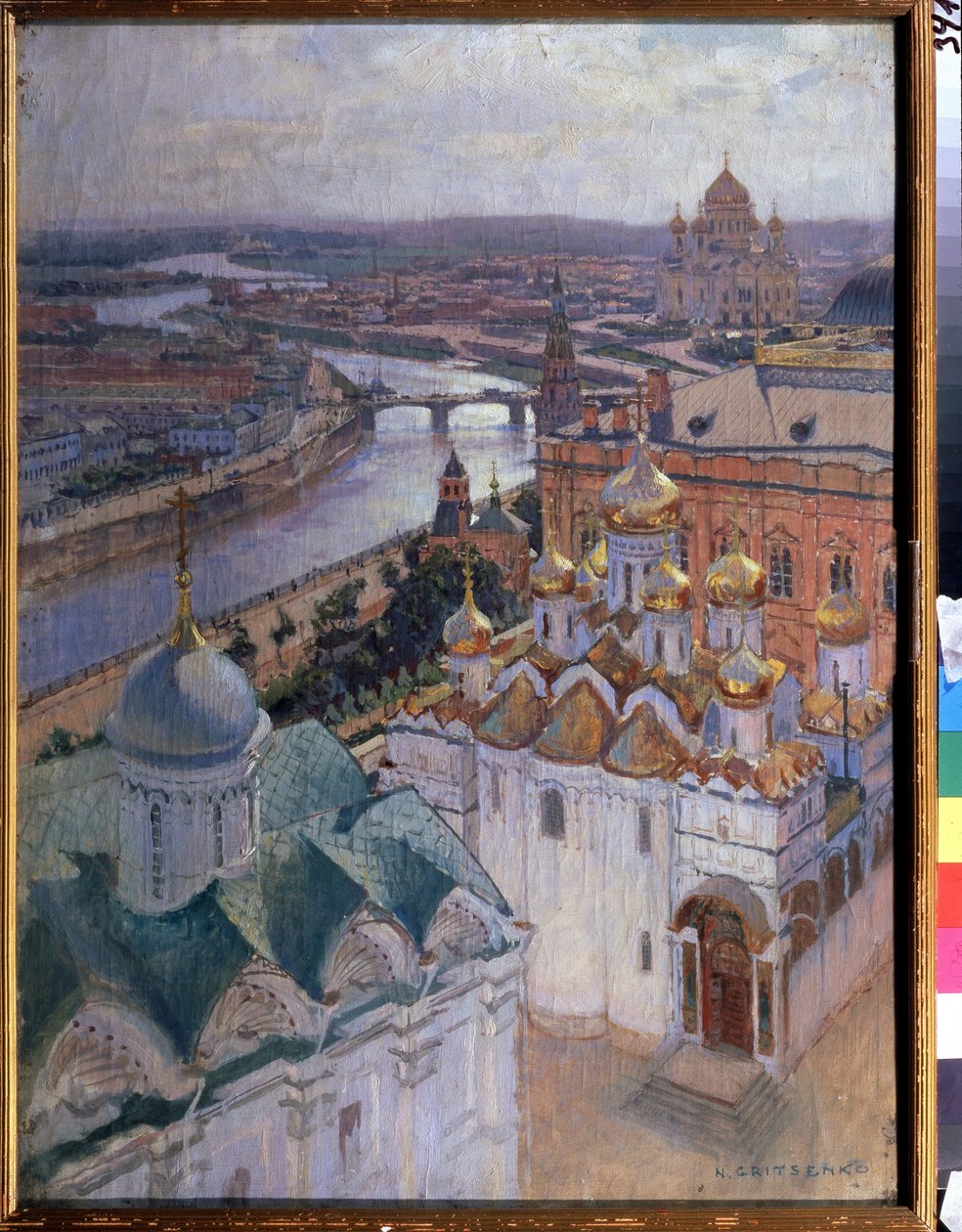 Näkymä Moskovaan Ivan Suuren kellotornista. Nikolai Nikolajevitš Gritsenkon (1856-1900) maalaus öljy kankaalle tekijältä Nikolai Nikolaevich Gritsenko