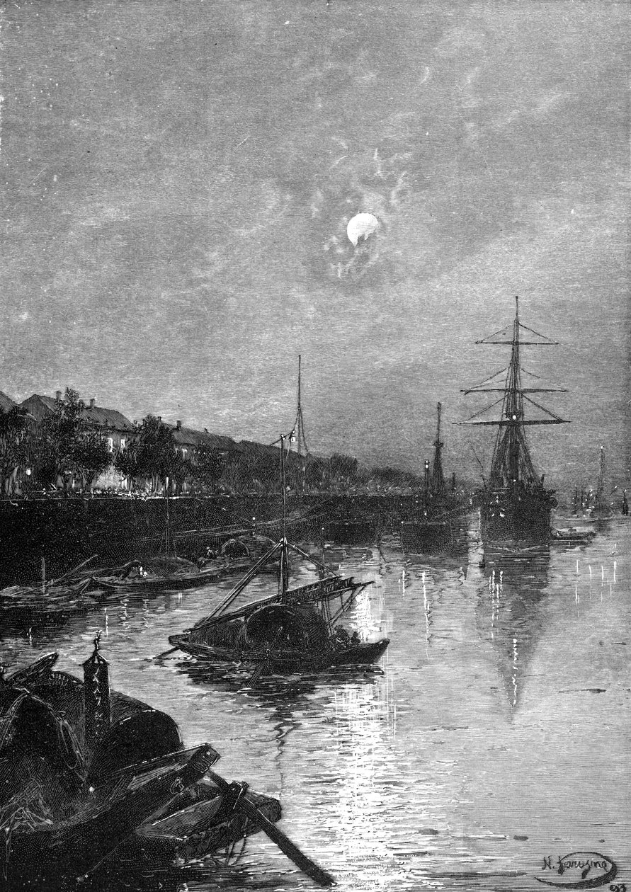 Quay sa Hankou, 1893 finn tekijältä Nikolai Nikolaevich Karazin