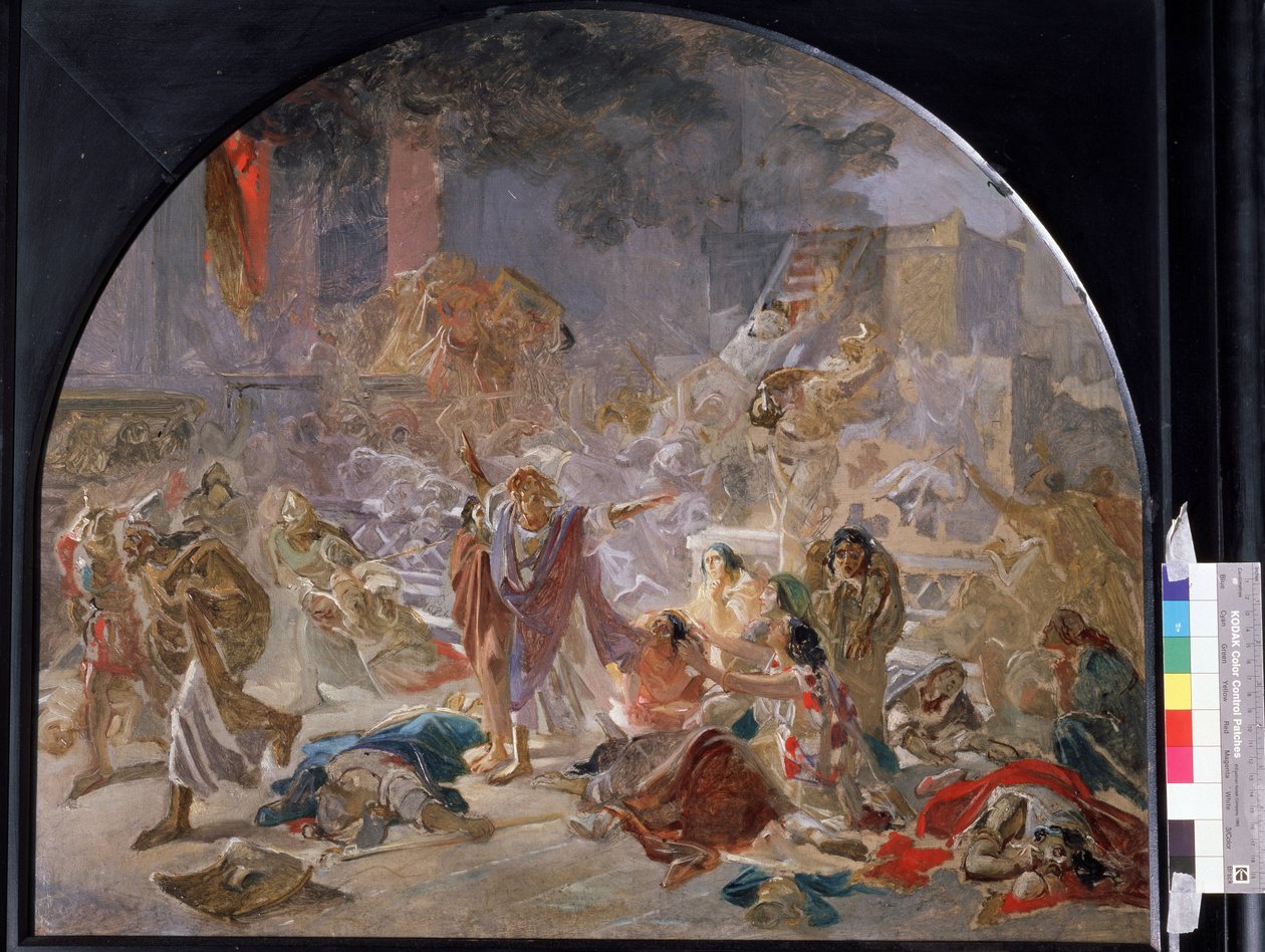 Jerusalemin temppelin tuhoaminen. Nikolai Nikolajevitš Ge (gay) (1831-1894) maalaus öljy kankaalle tekijältä Nikolai Nikolajevitch Gay