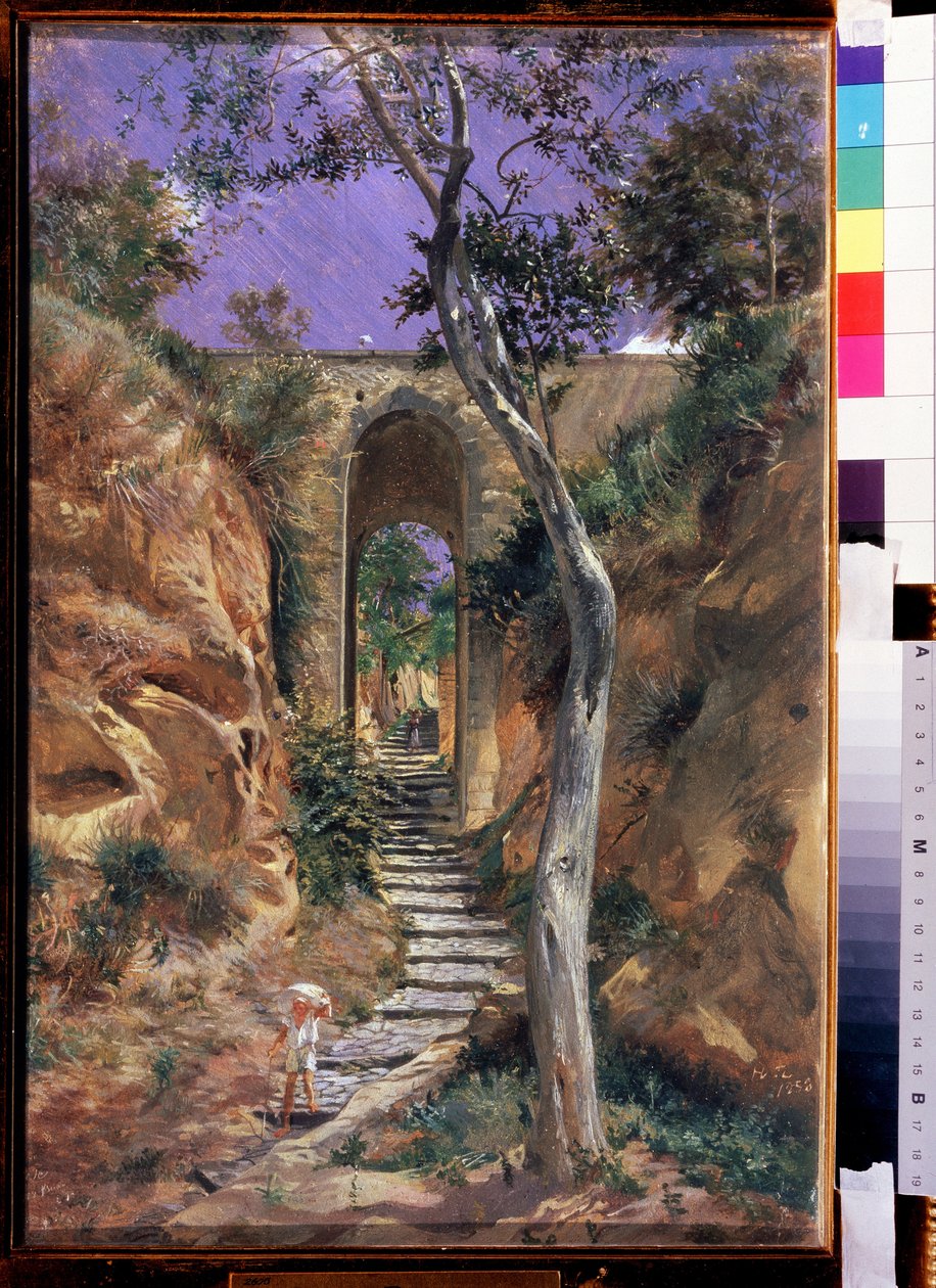 "" Le pont de Vico (Corse?) "" Peinture de Nikolai Ge (homo) (1831-1894) 1858 Koko 45,5 x 30 cm Valtion Tretjakovin galleria, Moskova tekijältä Nikolai Nikolajevitch Gay