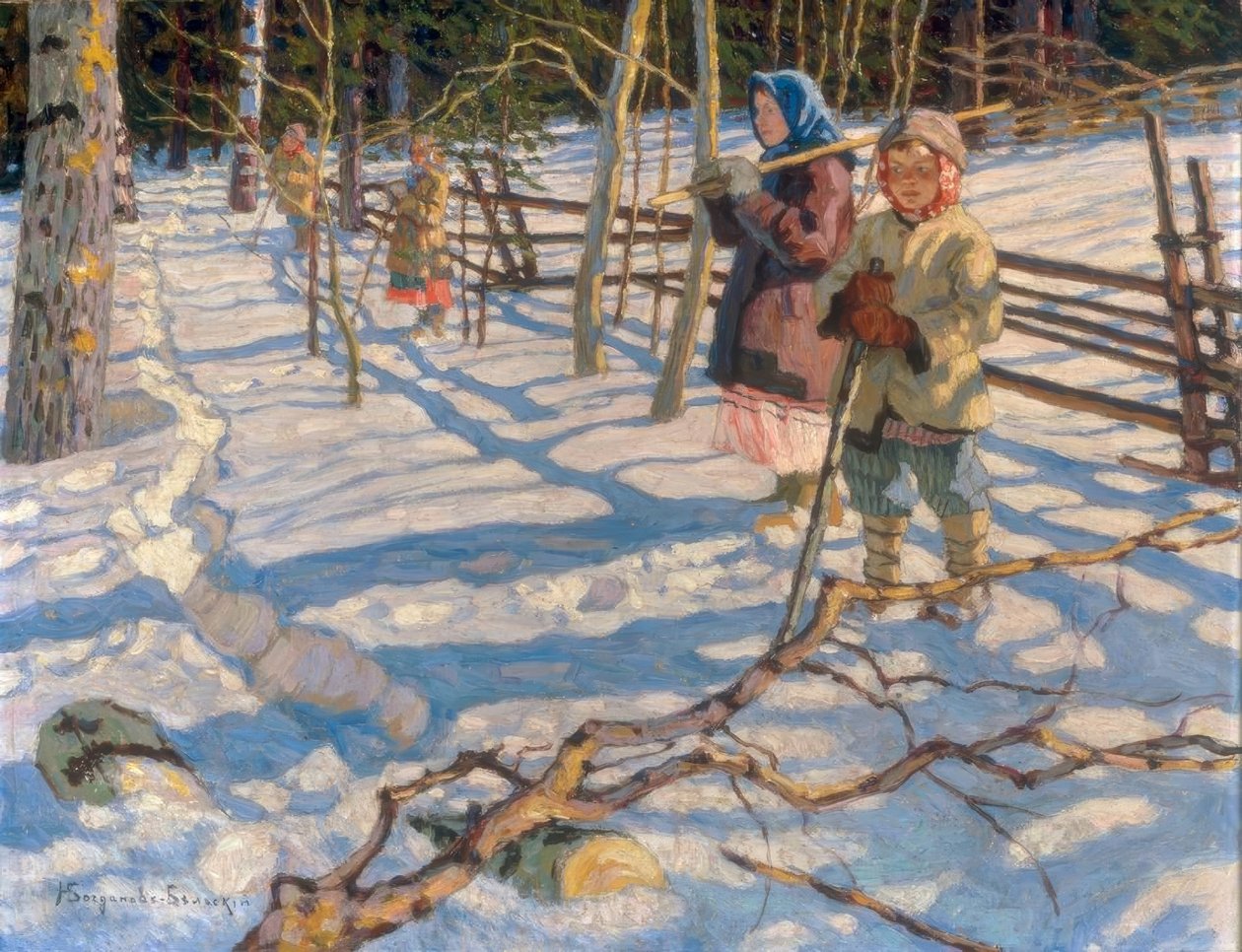 Lapset lumessa tekijältä Nikolai P. Bogdanow Bjelski