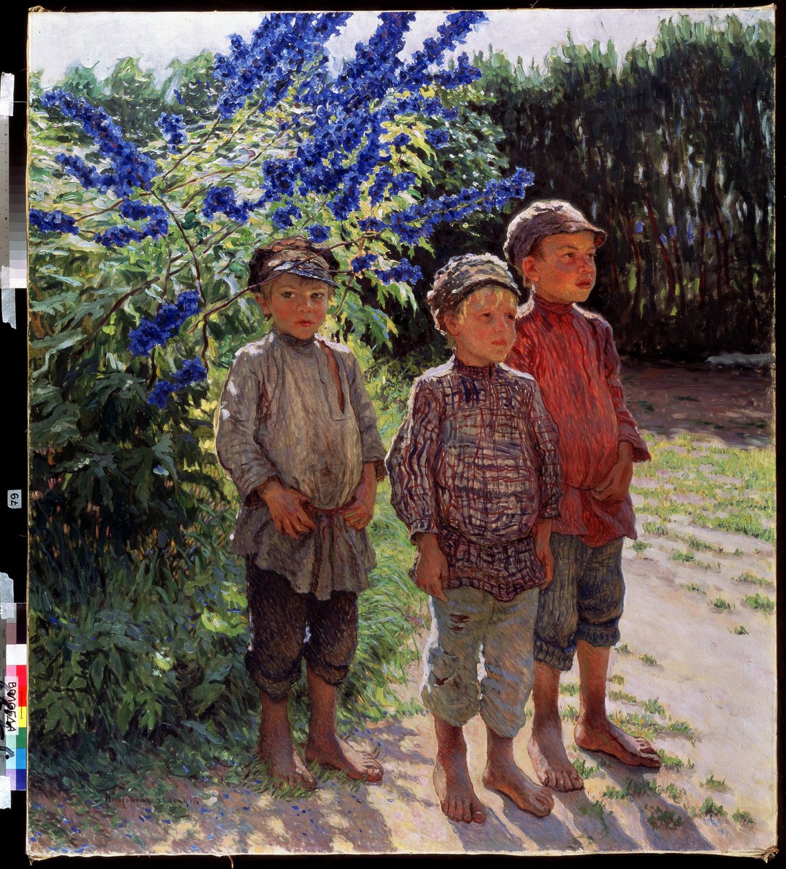 Garzons pausans (talonpoikia). Nikolai Petrovich Bogdanov Belsky (Bogdanov-Belsky) (Bogdanov-Belsky) (Bogdanov-Belsky) (1868-1945) kuva. Huile herra toile tekijältä Nikolai Petrovich Bogdanov-Belsky