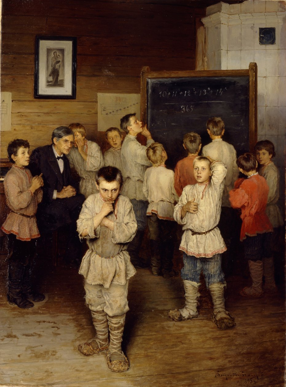 Mielilaskenta peruskoulussa, 1895 tekijältä Nikolai Petrovich Bogdanov Belsky
