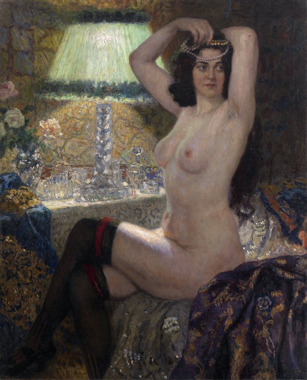 vihreä lamppu, 1900-luku (öljy kankaalle) tekijältä Nikolai Petrovich Bogdanov Belsky