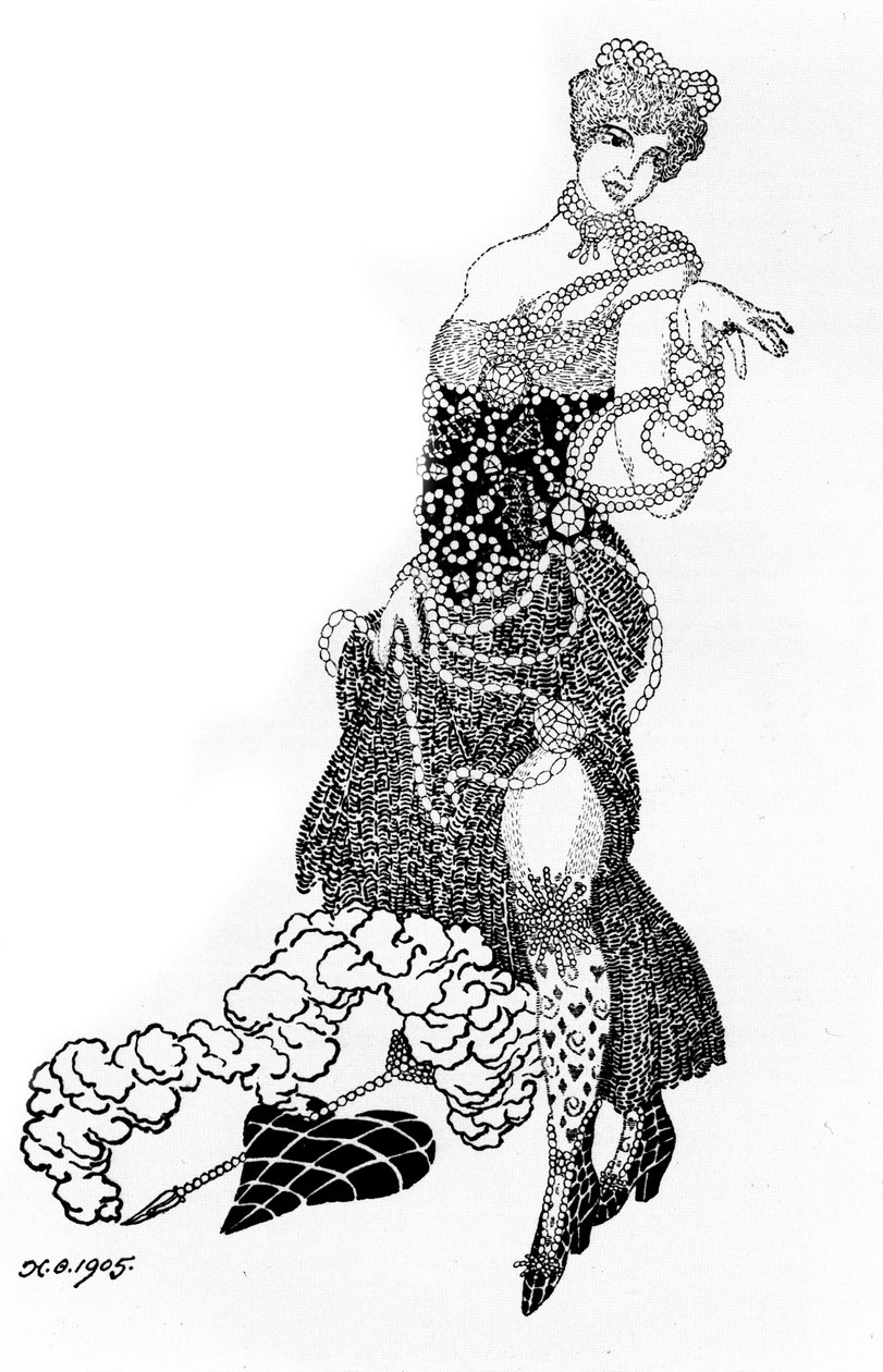 La Folichonette -kuvitus Vesy The Scales -lehdelle, 1905 tekijältä Nikolai Petrovich Feofilaktov