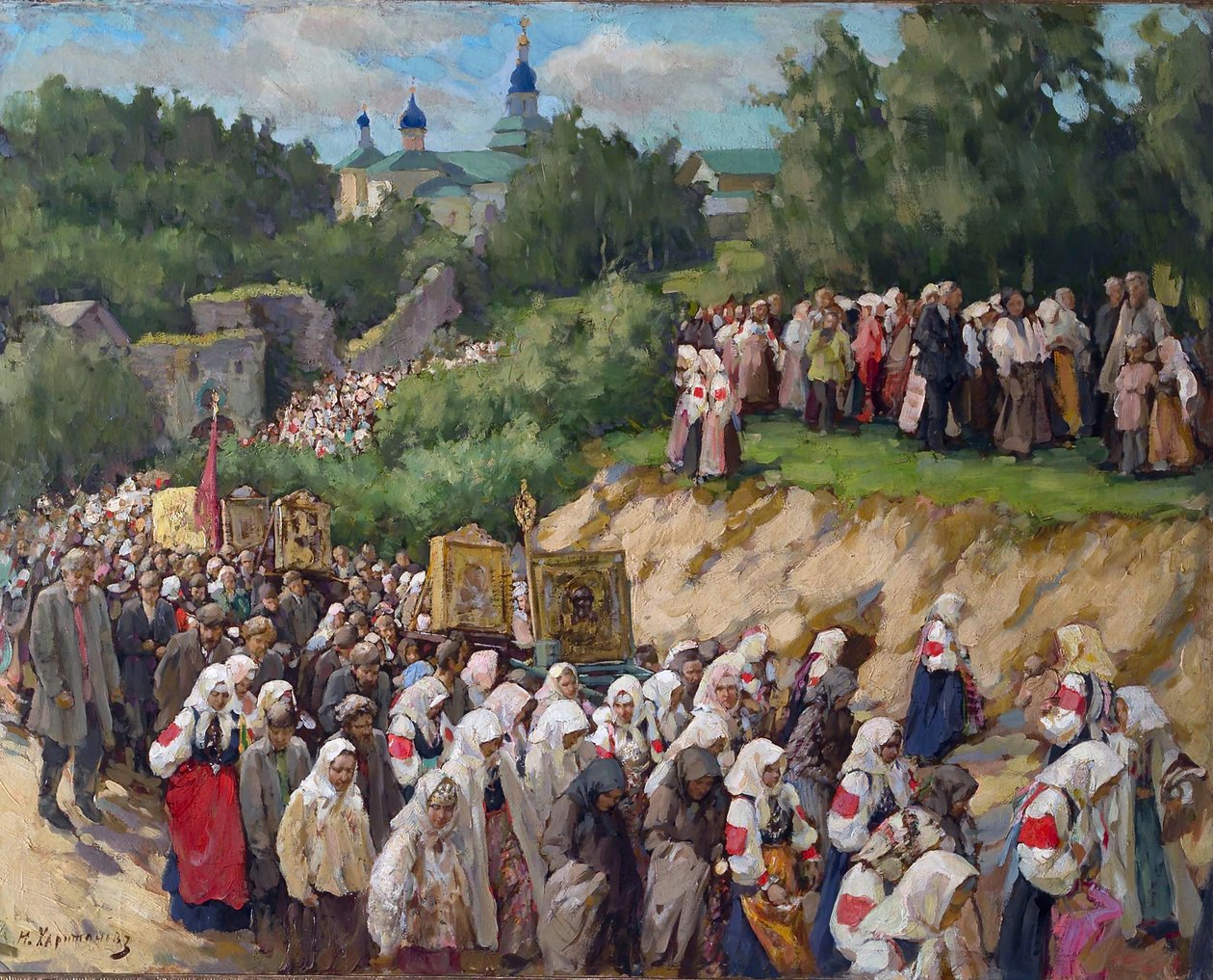 Processó de la creu al monestir de la Dormició de Pskovo-Pechersky finlandès tekijältä Nikolai Vasilyevich Kharitonov