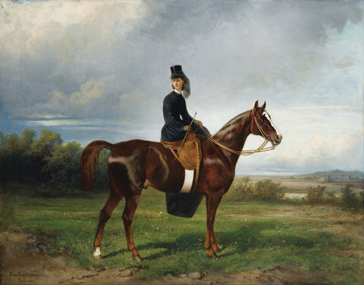 Seymourina Poirsonin ratsastusmuotokuva, os Cuthbertson, 1863 tekijältä Nikolai Yegorovich Sverchkov