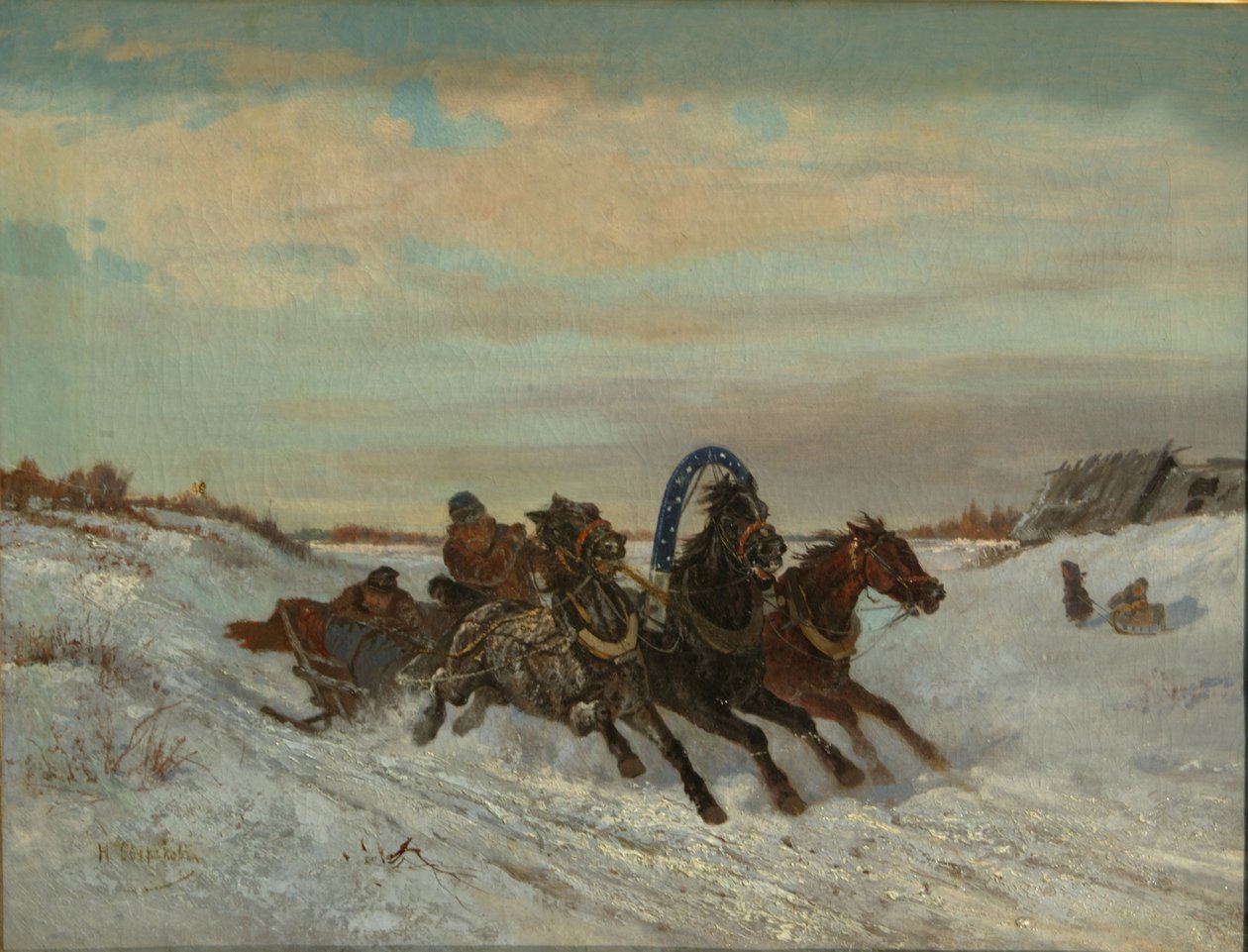 Troikka talvitiellä, 1860-luvun loppu - 1870-luvun alku tekijältä Nikolai Yegorovich Sverchkov