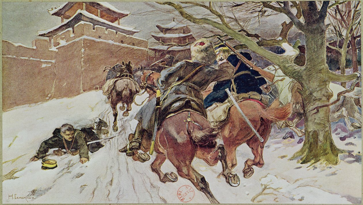 Ratsuväen taistelu Mukdenissa, 25. helmikuuta 1905. 1907 tekijältä Nikolaj Semenovic Samokis