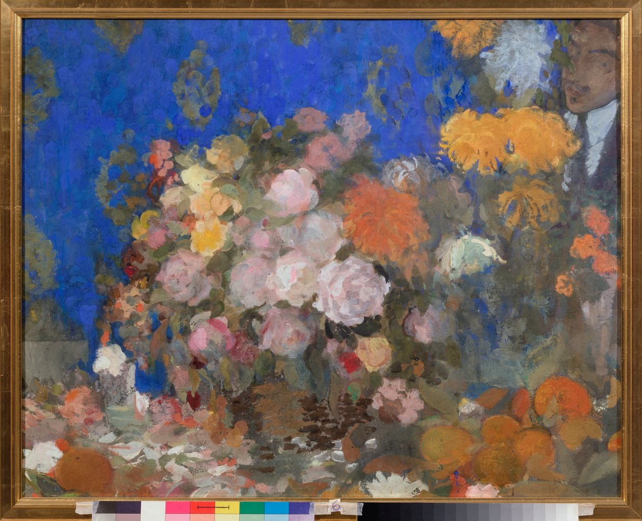 Nature morte avec autoportrait - Asetelma omakuvalla - Nikolai Nikolajevitš Sapunov (Sapunov) (1880-1912) työ, tempera pahville tekijältä Nikolaj Nikolaevic Sapunov
