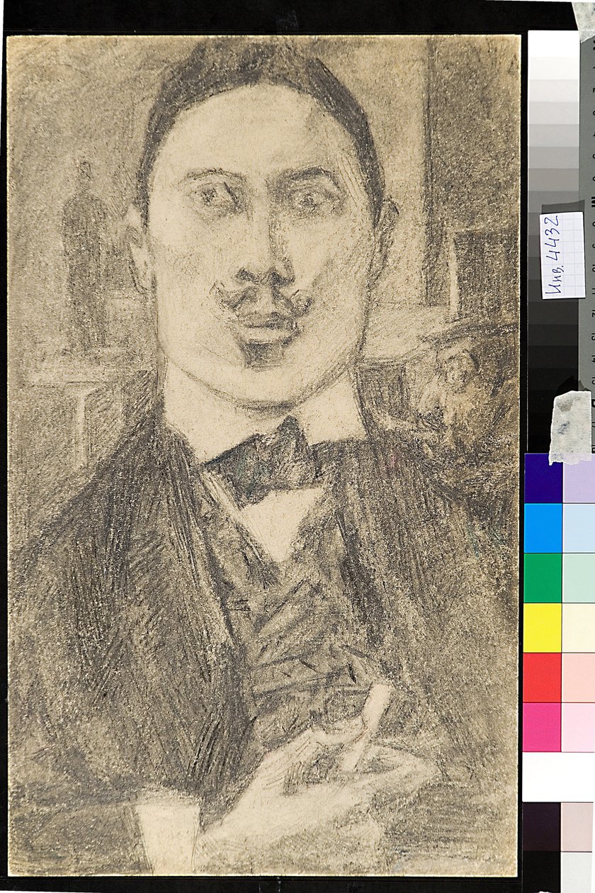 Muotokuva maalaaja Nikolai Nikolajevitš Sapunov (Sapunov) (1880-1912) - Dessin de Petr Ignatievich Bromirsky (1886-1920) tekijältä Nikolaj Nikolaevic Sapunov