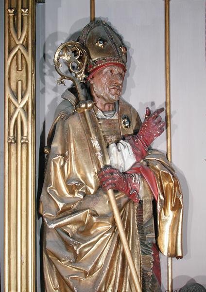 St. Augustine, Isenheimin alttaritaulusta, n. 1490 (kullattu puu) tekijältä Nikolaus Hagenauer