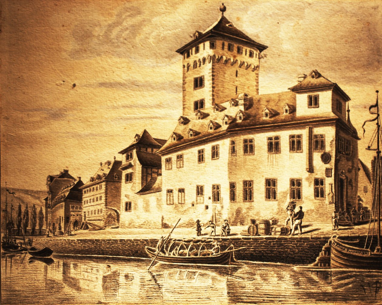 Boppardin entinen vaalilinna vuonna 1854 tekijältä Nikolaus Schlad