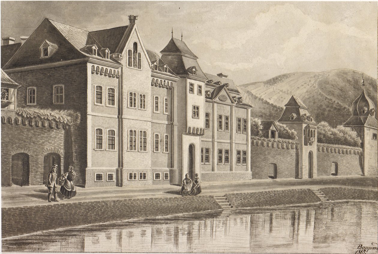 Weisenhaus und Hospital zum Heiligen Geist paikassa Boppard im Jahr 1865 tekijältä Nikolaus Schlad