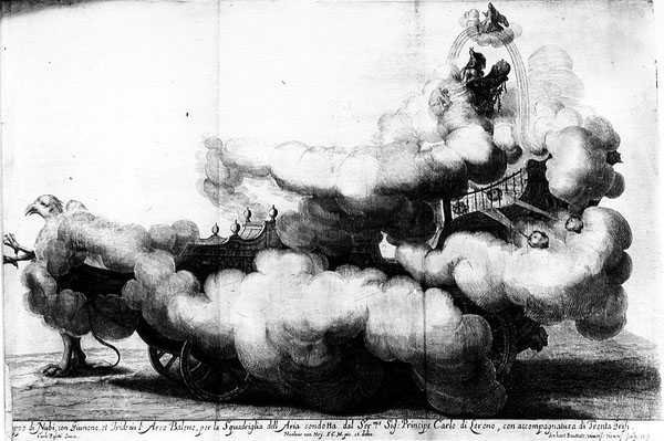 Griffinsien piirtämä ja Carlo di Lorenon ohjaama vaunu, kaiverrus Gerard Bouttats (s.1630) tekijältä Nikolaus van Hoy