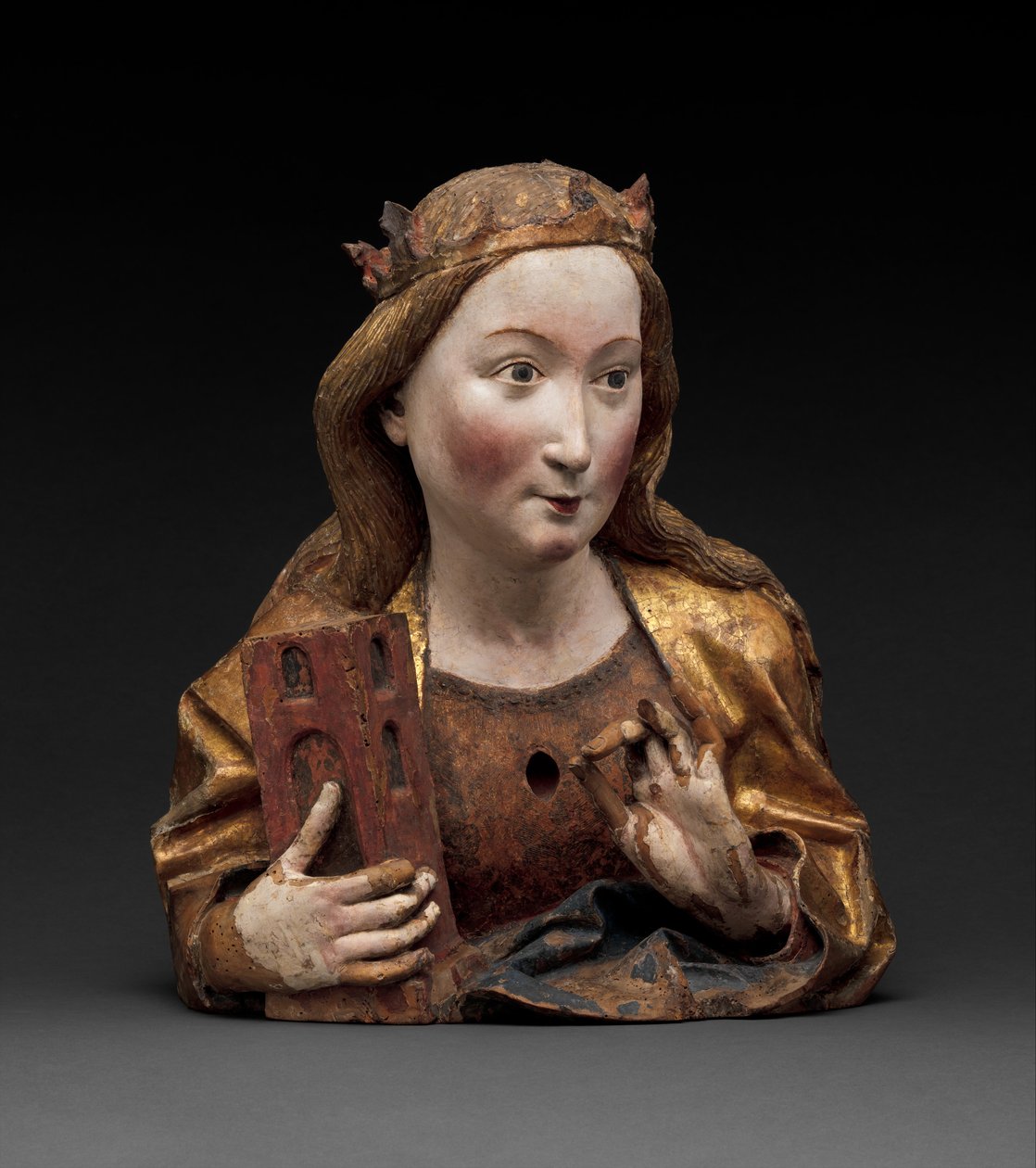 Pyhän Barbaran pyhäinjäännöskuva, n. 1465 tekijältä Nikolaus Gerhaert von Leyden