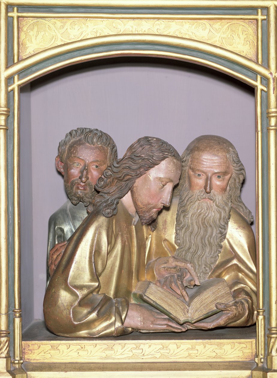 Pyhä Jaakob Pieni, Pyhä Filippus ja Pyhä Barnabas, Isenheimin alttaritaulusta, n. 1490 (maalattu puu) tekijältä Nikolaus Hagenauer