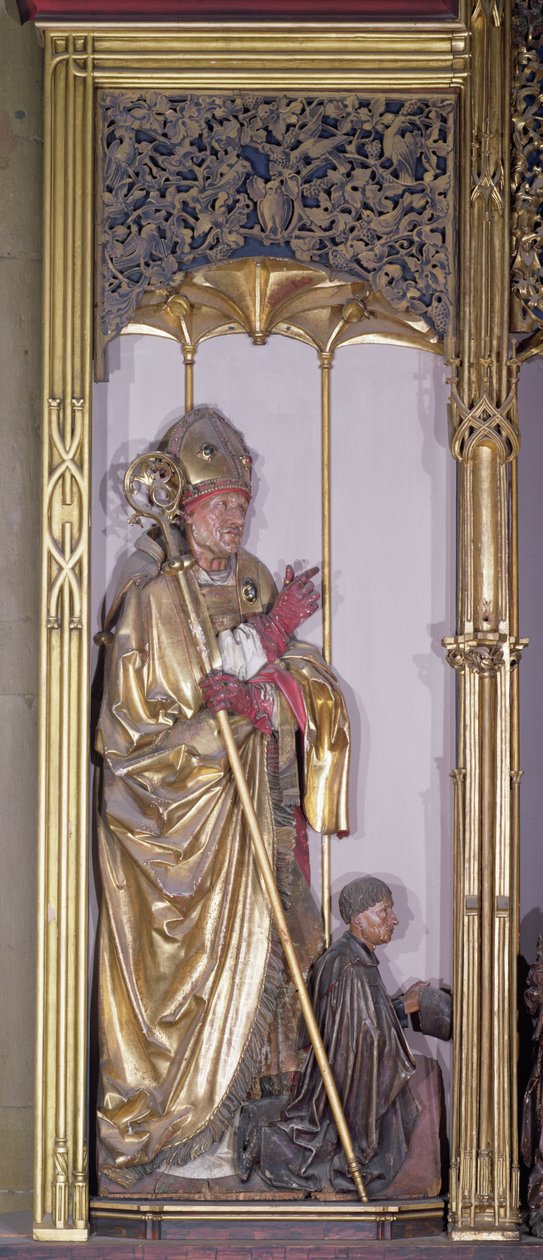 Isenheimin alttaritaulu, Pyhä Augustinus, noin 1490 (kultamaali puulle). tekijältä Nikolaus Hagenauer