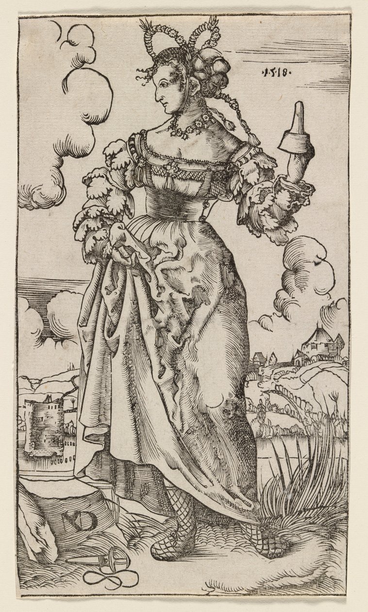 Viisaat ja tyhmät neitsyet: Viides tyhmä neitsyt, 1518. tekijältä Nikolaus Manuel Deutsch