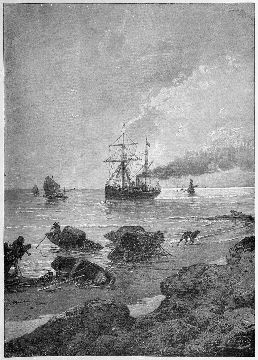 Höyrylaiva Vladivostok Jangtse-joella, osa Tsarevitšin "itäistä matkaa", 1893 tekijältä Nikolai Nikolaevich Karazin